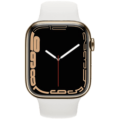 Apple Watch Series 7 45mm RVS Goud Refurbished | 4G | Wit Sportbandje | 1 jaar Garantie | Accessoires